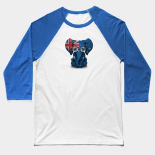 Baby Elephant with Glasses and Australian Flag Baseball T-Shirt